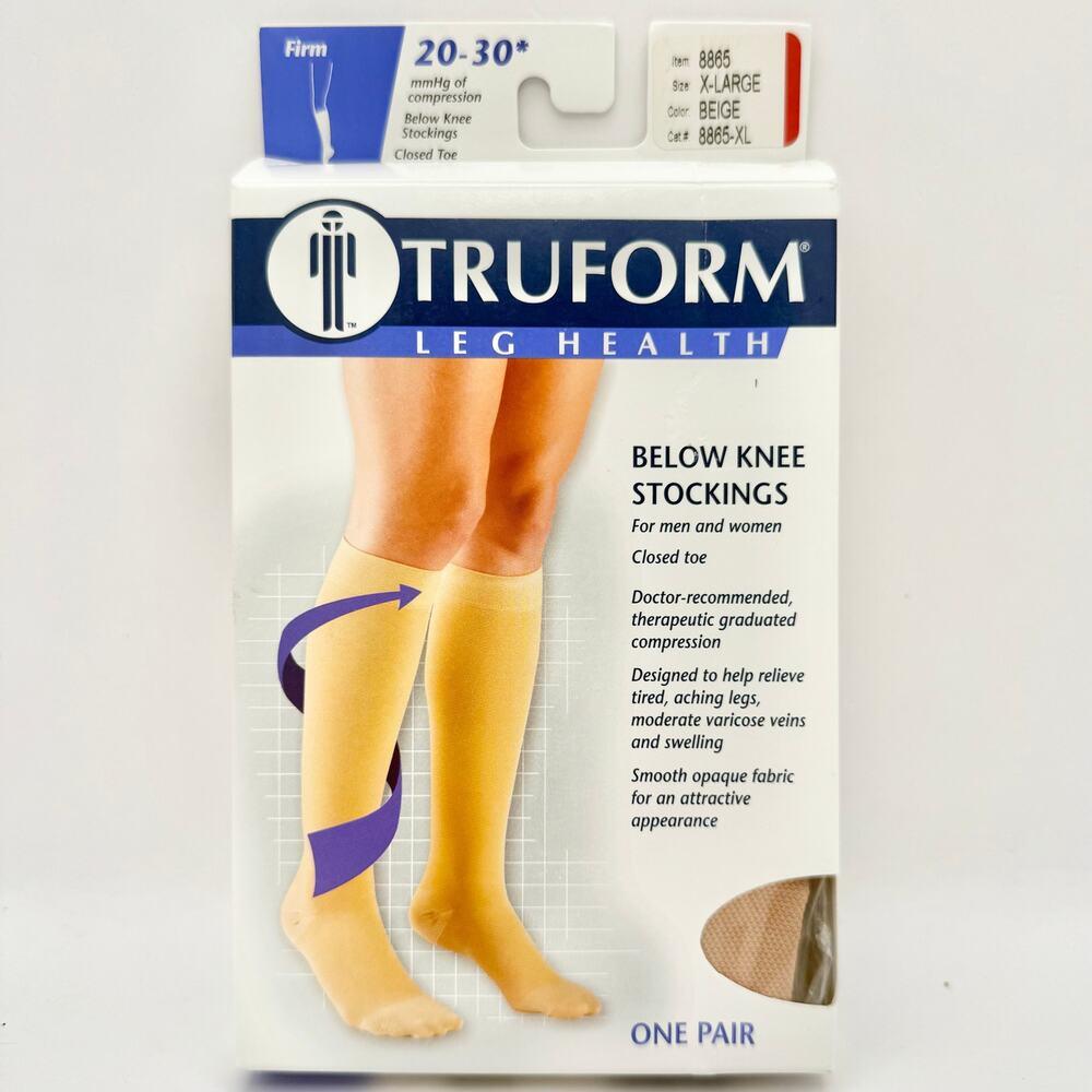 Truform Compression Stockings XL Beige 20–30 mmHg‎ Closed Toe Below Knee USA